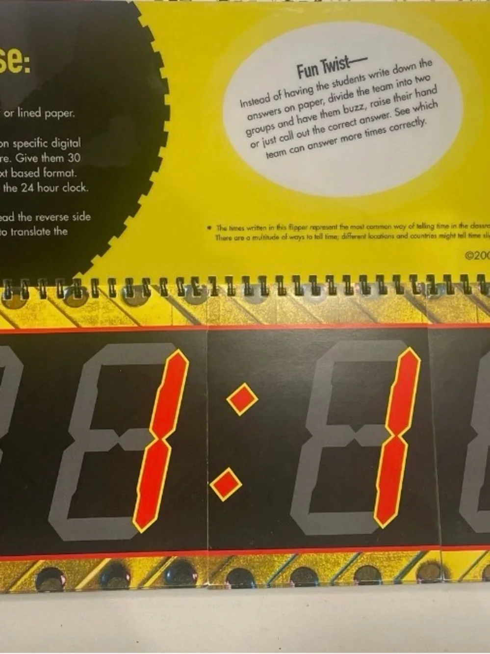Yellow and Black Learning Flip Chart - Telling Time